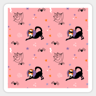 Cute print with a dog in a spider costume Sticker